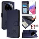 For Xiaomi 15 Ultra Cat Rat Embossed Pattern RFID Leather Phone Case with Lanyard(Blue) - 1