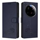 For Xiaomi 15 Ultra Cat Rat Embossed Pattern RFID Leather Phone Case with Lanyard(Blue) - 2
