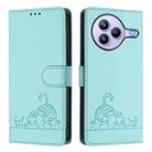 For Xiaomi Civi 5 Pro 5G Cat Rat Embossed Pattern RFID Leather Phone Case with Lanyard(Mint Green) - 2