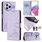 For Xiaomi Civi 5 Pro 5G Cat Rat Embossed Pattern RFID Leather Phone Case with Lanyard(Purple) - 1