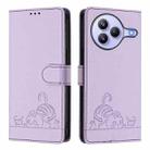 For Xiaomi Civi 5 Pro 5G Cat Rat Embossed Pattern RFID Leather Phone Case with Lanyard(Purple) - 2