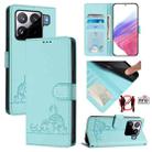 For Xiaomi 15S Pro 5G Cat Rat Embossed Pattern RFID Leather Phone Case with Lanyard(Mint Green) - 1