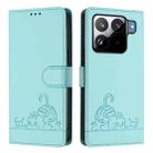 For Xiaomi 15S Pro 5G Cat Rat Embossed Pattern RFID Leather Phone Case with Lanyard(Mint Green) - 2