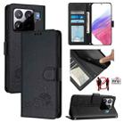 For Xiaomi 15S Pro 5G Cat Rat Embossed Pattern RFID Leather Phone Case with Lanyard(Black) - 1