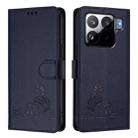 For Xiaomi 15S Pro 5G Cat Rat Embossed Pattern RFID Leather Phone Case with Lanyard(Blue) - 2
