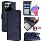 For Xiaomi 15T Pro 5G Cat Rat Embossed Pattern RFID Leather Phone Case with Lanyard(Blue) - 1