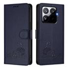 For Xiaomi 15T Pro 5G Cat Rat Embossed Pattern RFID Leather Phone Case with Lanyard(Blue) - 2