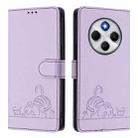 For Xiaomi Poco M7 5G / C75 4G Cat Rat Embossed Pattern RFID Leather Phone Case with Lanyard(Purple) - 2