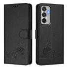 For Samsung Galaxy M35 Cat Rat Embossed RFID Leather Phone Case with Lanyard(Black) - 2