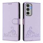 For Samsung Galaxy M35 Cat Rat Embossed RFID Leather Phone Case with Lanyard(Purple) - 2