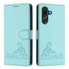 For Samsung Galaxy M56 5G Cat Rat Embossed RFID Leather Phone Case with Lanyard(Mint Green) - 2