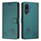 For Samsung Galaxy M56 5G Cat Rat Embossed RFID Leather Phone Case with Lanyard(Peacock Green) - 2