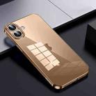 For iPhone 16 Plus SULADA Shine Through Series Plating TPU Transparent Phone Case(Gold) - 1