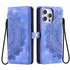 For iPhone 16 Pro Max Skin Feel Totem Embossed Leather Phone Case(Purple) - 3