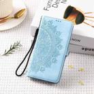 For iPhone 16 Pro Max Skin Feel Totem Embossed Leather Phone Case(Blue) - 2