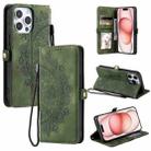 For iPhone 16 Pro Skin Feel Totem Embossed Leather Phone Case(Deep Green) - 1