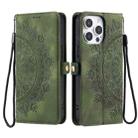 For iPhone 16 Pro Skin Feel Totem Embossed Leather Phone Case(Deep Green) - 3