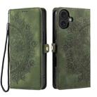 For iPhone 16 Plus Skin Feel Totem Embossed Leather Phone Case(Deep Green) - 3