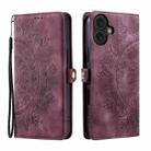 For iPhone 16 Plus Skin Feel Totem Embossed Leather Phone Case(Wine Red) - 3