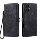 For iPhone 16 Skin Feel Totem Embossed Leather Phone Case(Black) - 3