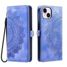 For iPhone 15 Skin Feel Totem Embossed Leather Phone Case(Purple) - 3