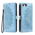 For iPhone 7 / 8 / SE 2022 Skin Feel Totem Embossed Leather Phone Case(Blue) - 3