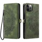 For iPhone 12 / 12 Pro Skin Feel Totem Embossed Leather Phone Case(Deep Green) - 3