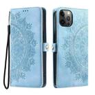 For iPhone 12 / 12 Pro Skin Feel Totem Embossed Leather Phone Case(Blue) - 3