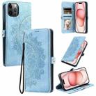 For iPhone 12 Pro Max Skin Feel Totem Embossed Leather Phone Case(Blue) - 1