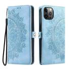 For iPhone 12 Pro Max Skin Feel Totem Embossed Leather Phone Case(Blue) - 3