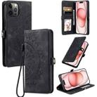 For iPhone 12 Pro Max Skin Feel Totem Embossed Leather Phone Case(Black) - 1