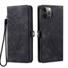 For iPhone 12 Pro Max Skin Feel Totem Embossed Leather Phone Case(Black) - 3