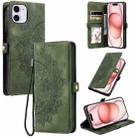 For iPhone 12 mini Skin Feel Totem Embossed Leather Phone Case(Deep Green) - 1