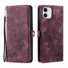 For iPhone 12 mini Skin Feel Totem Embossed Leather Phone Case(Wine Red) - 3