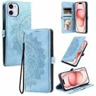 For iPhone 12 mini Skin Feel Totem Embossed Leather Phone Case(Blue) - 1