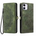 For iPhone 11 Skin Feel Totem Embossed Leather Phone Case(Deep Green) - 3