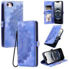 For iPhone 16e Skin Feel Totem Embossed Leather Phone Case(Purple) - 1