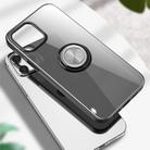 For iPhone 12 Pro Max Transparent TPU Protective Case with Metal Ring Holder(Black) - 1