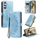 For Samsung Galaxy A15 Skin Feel Totem Embossed Leather Phone Case(Blue) - 1