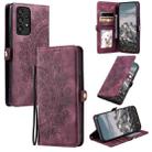 For Samsung Galaxy A52 4G / 5G Skin Feel Totem Embossed Leather Phone Case(Wine Red) - 1