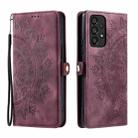 For Samsung Galaxy A52 4G / 5G Skin Feel Totem Embossed Leather Phone Case(Wine Red) - 3