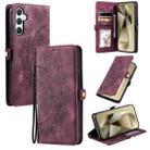 For Samsung Galaxy S24 FE 5G Skin Feel Totem Embossed Leather Phone Case(Wine Red) - 1