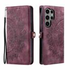 For Samsung Galaxy S24 Ultra 5G Skin Feel Totem Embossed Leather Phone Case(Wine Red) - 2