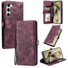 For Samsung Galaxy S23 5G Skin Feel Totem Embossed Leather Phone Case(Wine Red) - 1