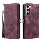 For Samsung Galaxy S23 5G Skin Feel Totem Embossed Leather Phone Case(Wine Red) - 3