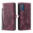 For Samsung Galaxy S20 FE Skin Feel Totem Embossed Leather Phone Case(Wine Red) - 2