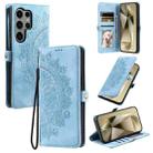 For Samsung Galaxy S22 Ultra 5G Skin Feel Totem Embossed Leather Phone Case(Blue) - 1