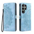 For Samsung Galaxy S22 Ultra 5G Skin Feel Totem Embossed Leather Phone Case(Blue) - 2