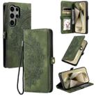 For Samsung Galaxy S25 Ultra 5G Skin Feel Totem Embossed Leather Phone Case(Deep Green) - 1