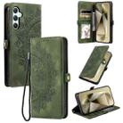 For Samsung Galaxy S25 5G Skin Feel Totem Embossed Leather Phone Case(Deep Green) - 1